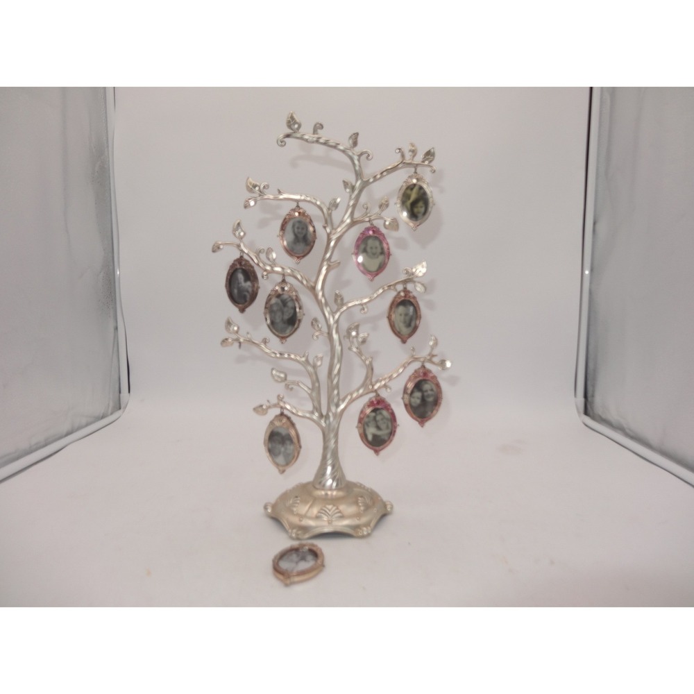 Things Remembered Family Tree Hold 10 Photos Oval 2 Sided 15" Tall Metal